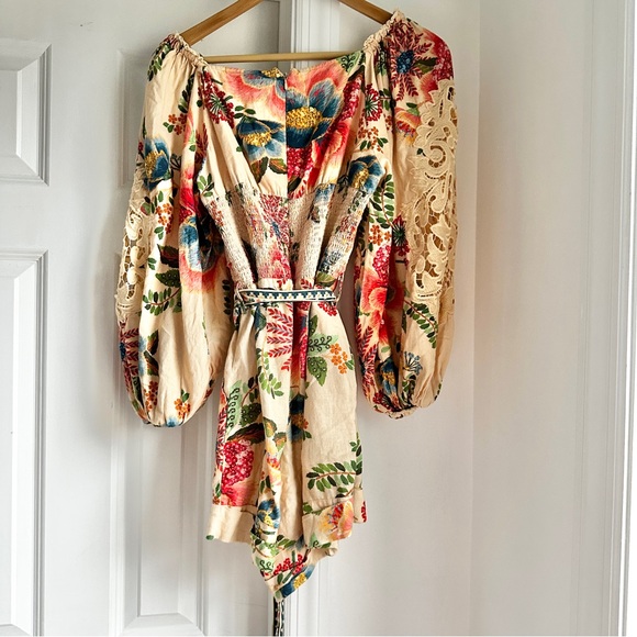 Farm Rio Delicate Sand Belted Romper - Picture 6 of 7